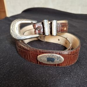 💋Fossil Leather Crocco Embossed Cowhide Belt SzM